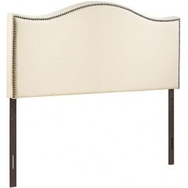 Curl King Nailhead Upholstered Headboard in Ivory