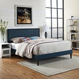 Camille Queen Fabric Platform Bed with Squared Tapered Legs in Azure