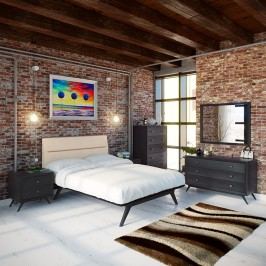 Addison 5 Piece Queen Bedroom Set in Black Beige