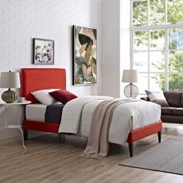 Camille Twin Fabric Platform Bed with Squared Tapered Legs in Atomic Red