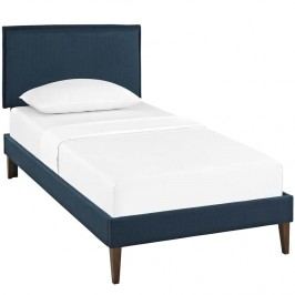 Camille Twin Fabric Platform Bed with Squared Tapered Legs in Azure