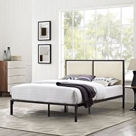 Della King Fabric Bed in Brown Beige