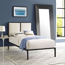 Della Twin Fabric Bed in Brown Beige