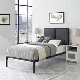 Della Twin Fabric Bed in Brown Gray