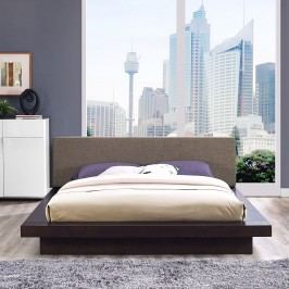 Freja Queen Fabric Platform Bed in Cappuccino Brown