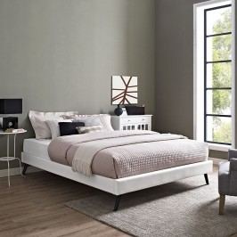Helen King Vinyl Bed Frame with Round Splayed Legs in White