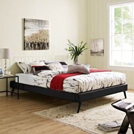 Helen Queen Vinyl Bed Frame with Round Splayed Legs in Black