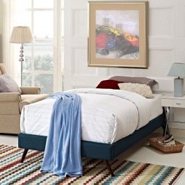 Helen Twin Fabric Bed Frame with Round Splayed Legs in Azure