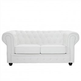 Chesterfield Leather Loveseat in White