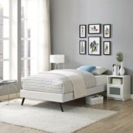 Helen Twin Vinyl Bed Frame with Round Splayed Legs in White