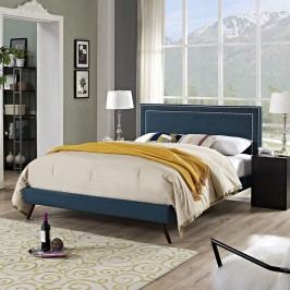 Jessamine Full Fabric Platform Bed with Round Splayed Legs in Azure