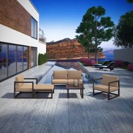 Fortuna 6 Piece Outdoor Patio Sectional Sofa Set in Brown Mocha