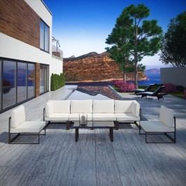 Fortuna 7 Piece Outdoor Patio Sectional Sofa Set in Brown White