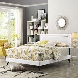 Jessamine Full Vinyl Platform Bed with Round Splayed Legs in White