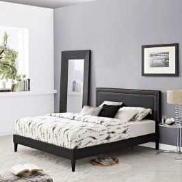 Jessamine Full Vinyl Platform Bed with Squared Tapered Legs in Black