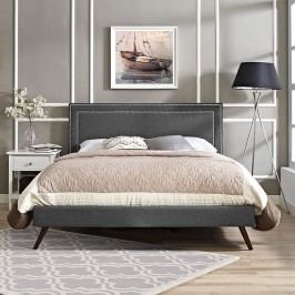Jessamine King Fabric Platform Bed with Round Splayed Legs in Gray
