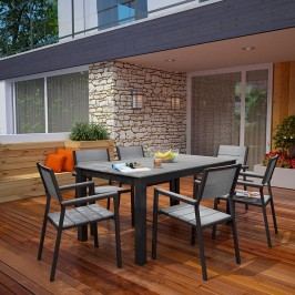 Maine 7 Piece Outdoor Patio Dining Set in Brown Gray