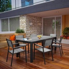 Maine 7 Piece Outdoor Patio Dining Set in Brown Gray