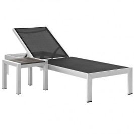 Shore Outdoor Patio Set Outdoor Patio Aluminum Set of 2 in Silver Black