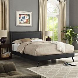 Jessamine King Vinyl Platform Bed with Round Splayed Legs in Black