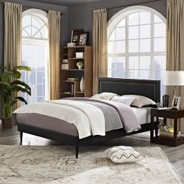 Jessamine King Vinyl Platform Bed with Round Tapered Legs in Black