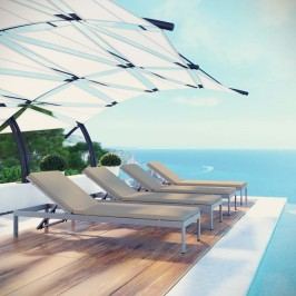 Shore Set of 4 Outdoor Patio Aluminum Chaise with Cushions in Silver Beige