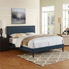 Jessamine Queen Fabric Platform Bed with Squared Tapered Legs in Azure