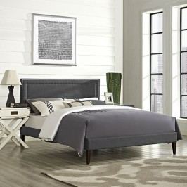 Jessamine Queen Fabric Platform Bed with Squared Tapered Legs in Gray