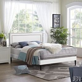 Jessamine Queen Vinyl Platform Bed with Round Tapered Legs in White