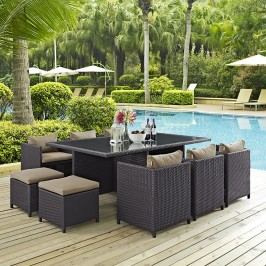 Reversal 11 Piece Outdoor Patio Dining Set in Espresso Mocha