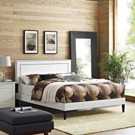 Jessamine Queen Vinyl Platform Bed with Squared Tapered Legs in White