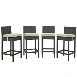 Sojourn 4 Piece Outdoor Patio Sunbrella?? Pub Set in Antique Canvas Beige