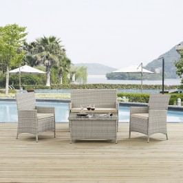 Bridge Outdoor Patio Patio Sectional Set in Light Gray Beige