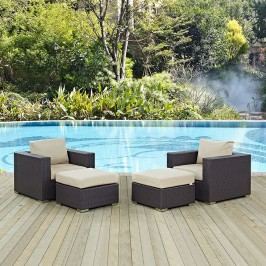 Convene 4 Piece Outdoor Patio Sectional Set in Espresso Beige