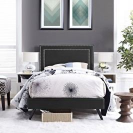 Jessamine Twin Vinyl Platform Bed with Round Splayed Legs in Black