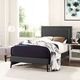 Jessamine Twin Vinyl Platform Bed with Round Tapered Legs in Black