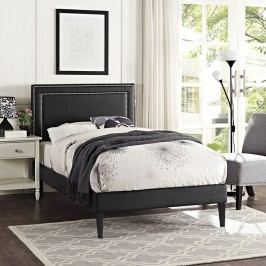 Jessamine Twin Vinyl Platform Bed with Squared Tapered Legs in Black