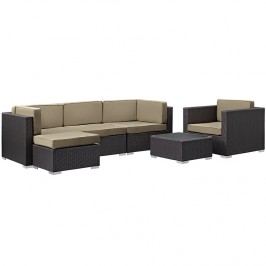 Gather 6 Piece Outdoor Patio Sectional Set in Espresso Mocha