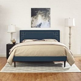 Josie Full Fabric Platform Bed with Squared Tapered Legs in Azure