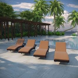 Peer Chaise Outdoor Patio Set of 4 in Brown Mocha