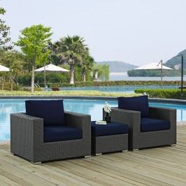 Sojourn 3 Piece Outdoor Patio Sunbrella?? Sectional Set in Canvas Navy