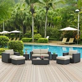 Sojourn 8 Piece Outdoor Patio Sunbrella?? Sectional Set in Canvas Antique Beige