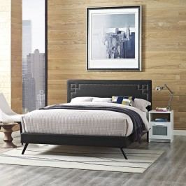 Josie King Vinyl Platform Bed with Round Splayed Legs in Black