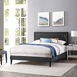 Josie King Vinyl Platform Bed with Squared Tapered Legs in Black