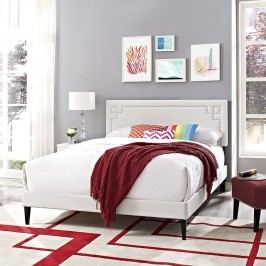 Josie King Vinyl Platform Bed with Squared Tapered Legs in White