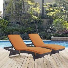 Convene Chaise Outdoor Patio Set of 2 in Espresso Orange