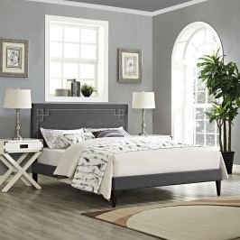 Josie Queen Fabric Platform Bed with Squared Tapered Legs in Gray