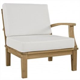 Marina Outdoor Patio Teak Right-Facing Sofa in Natural White