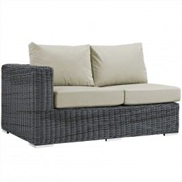 Summon Outdoor Patio Sunbrella?? Left Arm Loveseat in Canvas Antique Beige