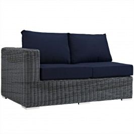 Summon Outdoor Patio Sunbrella?? Left Arm Loveseat in Canvas Navy